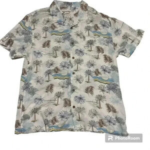 Natural blue Resort man’s short sleeve shirt palms print Hawaiian  size XXL